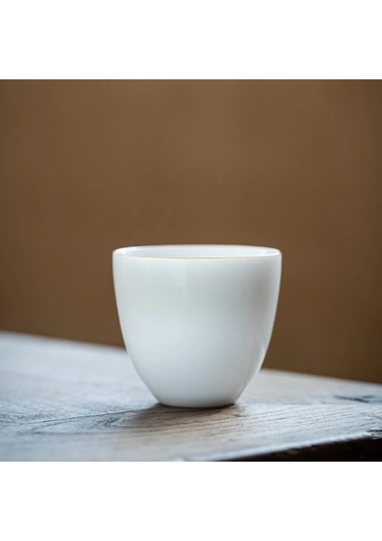 5.8x5.3cm 80ML 12 Butik Tatlı Beyaz Porselen Çay Fincanları Ince Lastik Master Cup Tekli Çay Kasesi Küçük Çay Bardağı Kung Fu Çay Çay Tadımı Şarap Drinkware (Yurt Dışından)