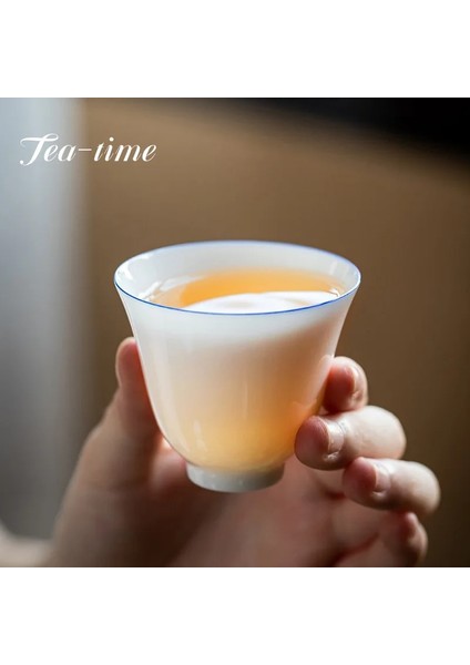 5.8x5.3cm 80ML 12 Butik Tatlı Beyaz Porselen Çay Fincanları Ince Lastik Master Cup Tekli Çay Kasesi Küçük Çay Bardağı Kung Fu Çay Çay Tadımı Şarap Drinkware (Yurt Dışından)