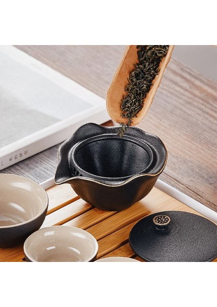 03 Porselen Servis Gaiwan Çay Bardak Kupa Çay Töreni Demlik Çin Taşınabilir Kung Fu Seyahat Çay Seti Çanta ile Seramik Çay Fincanı (Yurt Dışından)
