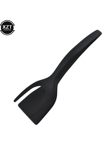 Siyah Yeni Biftek Kürek 2 In 1 Kızartma Spatula Klip Gıda Maşası Ekmek Klip Biftek Kazıyıcı Dip Tava Krep Kürek Mutfak Aksesuarları (Yurt Dışından)