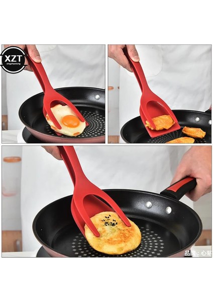 Siyah Yeni Biftek Kürek 2 In 1 Kızartma Spatula Klip Gıda Maşası Ekmek Klip Biftek Kazıyıcı Dip Tava Krep Kürek Mutfak Aksesuarları (Yurt Dışından)