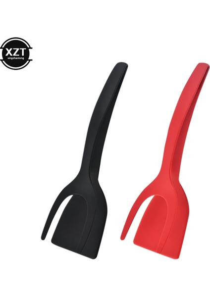 Siyah Yeni Biftek Kürek 2 In 1 Kızartma Spatula Klip Gıda Maşası Ekmek Klip Biftek Kazıyıcı Dip Tava Krep Kürek Mutfak Aksesuarları (Yurt Dışından)