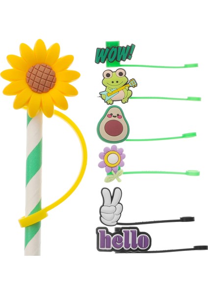 Gösterildiği Gibi 7 Adet Yeniden Kullanılabilir Pipet Ipuçları Silikon Pipet Kapakları Karikatür Pipet Ipuçları Kapakları (Yurt Dışından) modelleri