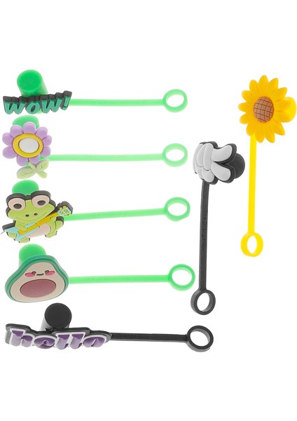 Gösterildiği Gibi 7 Adet Yeniden Kullanılabilir Pipet Ipuçları Silikon Pipet Kapakları Karikatür Pipet Ipuçları Kapakları (Yurt Dışından) indirimleri