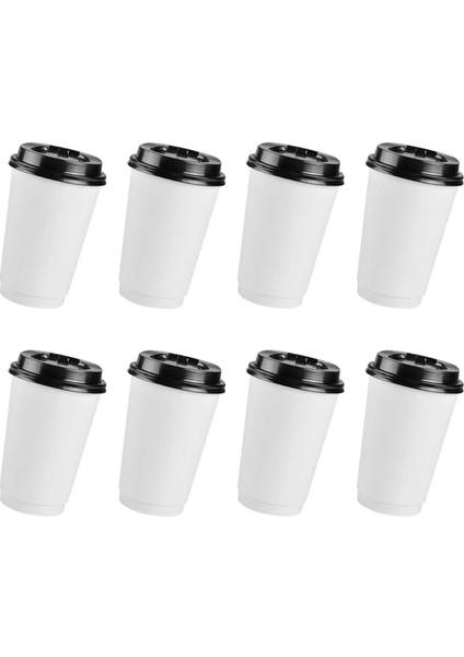 9X9X11CM 50 Adet Karton Bardak Kapaklı Espresso Shot Bardağı Paket Servis Kahve (Yurt Dışından)