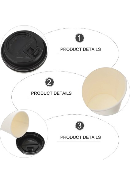 9X9X11CM 50 Adet Karton Bardak Kapaklı Espresso Shot Bardağı Paket Servis Kahve (Yurt Dışından)