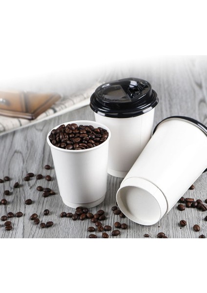 9X9X11CM 50 Adet Karton Bardak Kapaklı Espresso Shot Bardağı Paket Servis Kahve (Yurt Dışından)