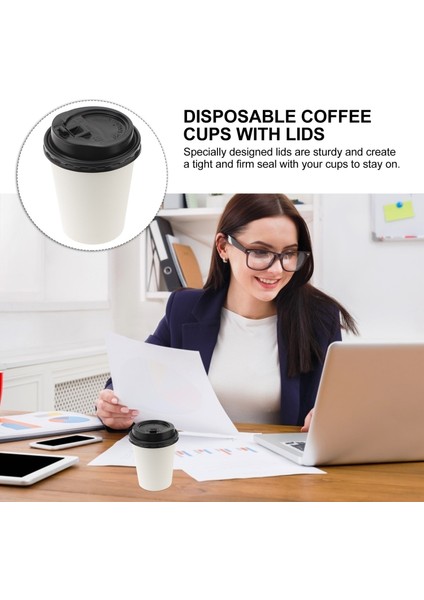 9X9X11CM 50 Adet Karton Bardak Kapaklı Espresso Shot Bardağı Paket Servis Kahve (Yurt Dışından)