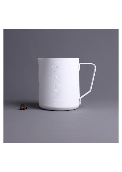 600 Ml-Beyaz 350/600 ml Yapışmaz Kaplama Köpürtme Sürahi Süt Bardağı Ölçekli, Espresso Kahve Barista Zanaat Latte Cappuccino Krem Köpük Sürahi (Yurt Dışından)