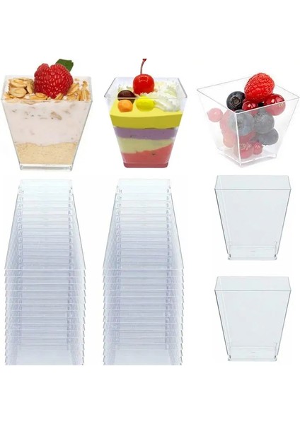 100 Adet 50 Adet 60 ml Tek Kullanımlık Plastik Bardaklar Temizle Kısmı Şeffaf Trapez Gıda Kabı Jöle Yoğurt Muslar Tatlı Pişirme Için (Yurt Dışından)