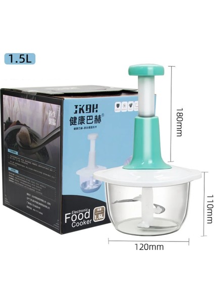 1.5l Rastgele Renk Manuel Sebze Kıyma Pres Tipi Ev Sarımsak Et Kesici Öğütücüler Çırpma Karıştırıcı Mutfak Gıda Parçalayıcı Mini Mutfak Robotu (Yurt Dışından)