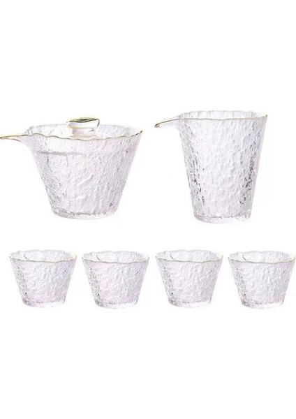 B Altın Kenar Yüksek Kaliteli Çekiç Cam Çay Seti Japon Çaydanlık Çin Kung Fu Çay Töreni Kupalar Kahve Fincanları Cam Kupa Gaiwan Teaware Pot (Yurt Dışından)