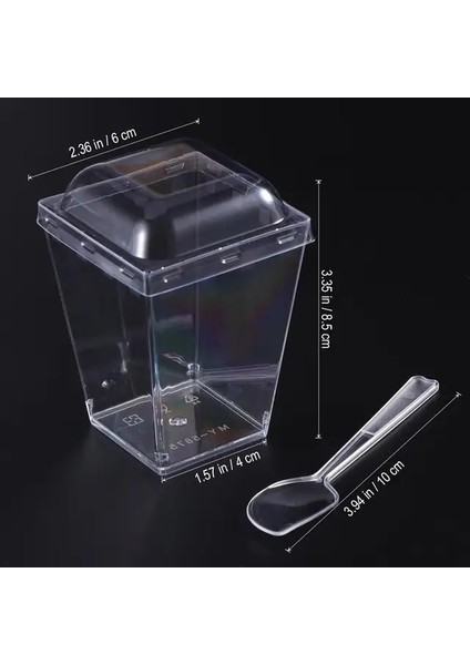 Kare Bardak Tatlı Bardakları Parfe Mini Şeffaf Şeffaf Puding Plastik Mousse Küçük Servis Kaseleri (Yurt Dışından)