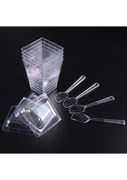 Kare Bardak Tatlı Bardakları Parfe Mini Şeffaf Şeffaf Puding Plastik Mousse Küçük Servis Kaseleri (Yurt Dışından) fırsatları