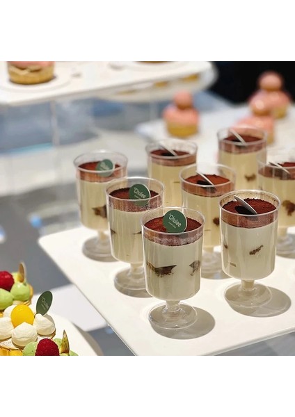 Stil 8 20 Adet 20 Adet Özel Şekilli Dmousse Kek Tatlı Masa Eğik Puding Jöle Tiramisu Tek Kullanımlık Plastik Bardak (Yurt Dışından)