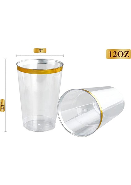 Temizle 15 Adet 75/50 Paket 12OZ Altın Plastik Bardaklar - Zarif Düğünler, Güzel Kutlamalar Için Premium Altın Çerçeveli Plastik Tek Kullanımlık Bardaklar Bardaklar (Yurt Dışından) modelleri