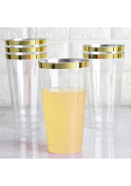 Temizle 15 Adet 75/50 Paket 12OZ Altın Plastik Bardaklar - Zarif Düğünler, Güzel Kutlamalar Için Premium Altın Çerçeveli Plastik Tek Kullanımlık Bardaklar Bardaklar (Yurt Dışından) indirimleri