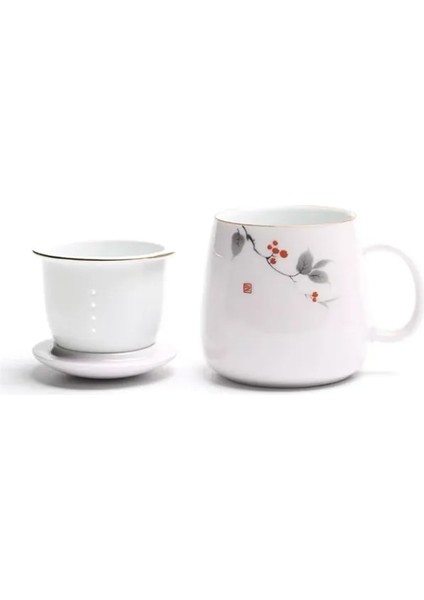 I Seramik Filtre Çay Fincanı Basit Büyük Kapasiteli Çift Drinkware Ev Kahve Kapaklı Kupa Porselen Ofis Çay Ayırma Fincan (Yurt Dışından)