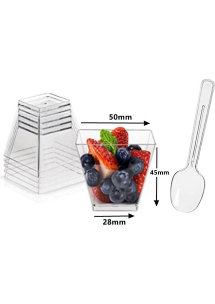 Kaşıklı Bardaklar 50 Adet 100 Paket 2 Oz Tek Kullanımlık Plastik Tatlı Bardak Doğum Günü Şeffaf Parti Dondurma Fincan Ev Noel Verilen (Yurt Dışından)