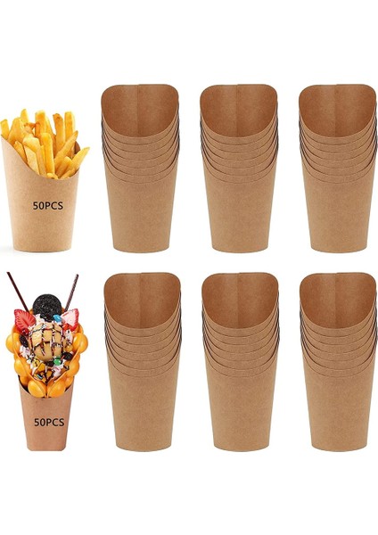 1 Takım 50 Adet 50 Adet Patates Kızartması Bardak Tek Kullanımlık Kraft Kağıt Bardaklar Aperatif Kapları Şarküteri Tatlı Malzemeleri Pişirme Kapları Paket Servis Parti (Yurt Dışından)