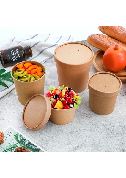 Beyaz Bardak 26 Oz 50 Adet Tek Kullanımlık Kraft Kağıt Çorba Bardağı Yemek Hazırlama Kapları Gıda Ambalaj Kutusu Paket Kase Sıcak Içme Parti Malzemeleri (Yurt Dışından)