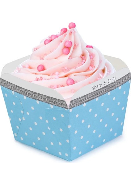 Beyaz 100 Adet Sevimli Kağıt Cupcake Bardak Kare Tek Kullanımlık Kek Fincan Isıya Dayanıklı Tatlı Kaseler Kek Kutusu Parti Doğum Günü Malzemeleri (Yurt Dışından)