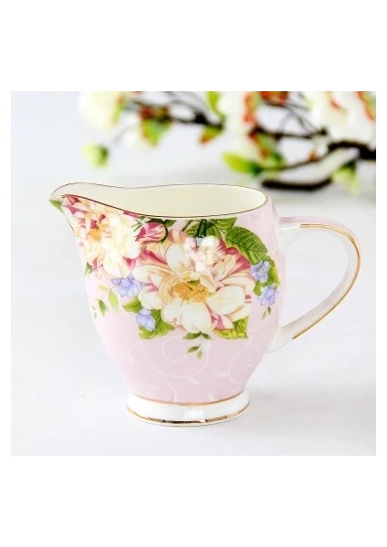Pembe 300 ml Avrupa Tarzı Kahve Seti Kemik Çini Süt Sürahi Moda Ev Seramik Süt Kahve Çay Sürahisi Servis Bardağı (Yurt Dışından)