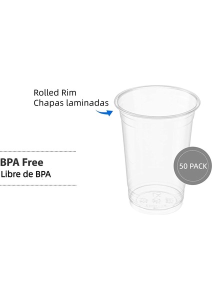19 Oz 580ML 50 Paket 19OZ Şeffaf Plastik Bardaklar, 19 Ons Tek Kullanımlık Bardaklar, Soğuk Parti Içme Bardakları Parti, Piknik, Barbekü, Seyahat, Düğün Için Ideal (Yurt Dışından) modelleri