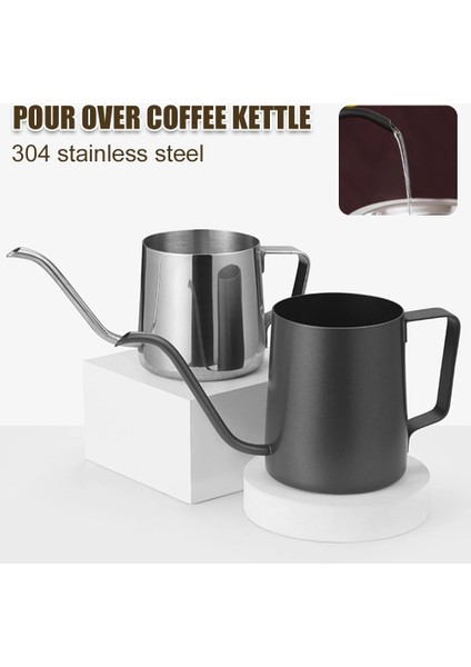 350 ml Gümüş 250 ML/350 ml Cezve Paslanmaz Çelik Uzun Dar Borulu Deveboynu Su Isıtıcısı El Damla Su Isıtıcısı Kahve Çay Potu Üzerine Dökün (Yurt Dışından) indirimleri