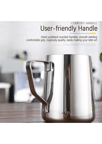 350 ml Paslanmaz Çelik Süt Köpürtme Sürahi Dumanı Tüten Süt Kahve Sürahisi Cappuccino Latte Sanat Espresso Barista Buhar Bardağı 150/350/600 ml (Yurt Dışından) fırsatları