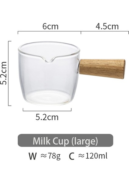 Büyük Japon Mini Cam Süt Kupası Ahşap Saplı Süt Köpürtme Sürahileri Kahve Şeker Süt Tenceresi Sivri Ağız Mutfak Kahve Malzemeleri (Yurt Dışından)