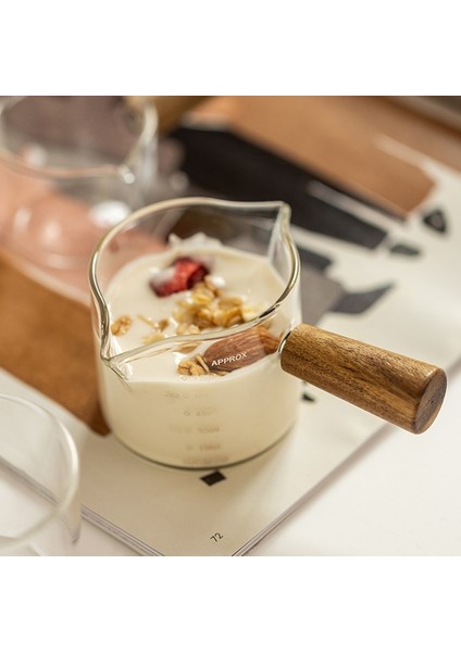 Büyük Japon Mini Cam Süt Kupası Ahşap Saplı Süt Köpürtme Sürahileri Kahve Şeker Süt Tenceresi Sivri Ağız Mutfak Kahve Malzemeleri (Yurt Dışından) fiyatları