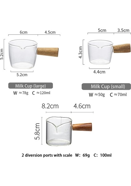 Büyük Japon Mini Cam Süt Kupası Ahşap Saplı Süt Köpürtme Sürahileri Kahve Şeker Süt Tenceresi Sivri Ağız Mutfak Kahve Malzemeleri (Yurt Dışından) fırsatları