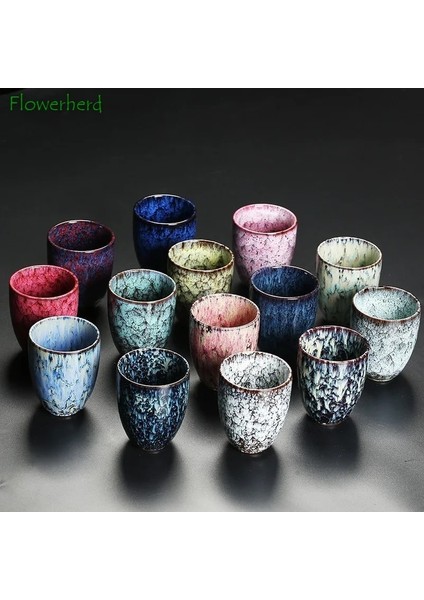 Mavi Japon Seramik Porselen Çay Bardağı Teaware Tek Büyük 250 ml Yerba Mate Çay Bardağı Kahve Fincanı Renkli Kung Fu Çay Bardağı Seti (Yurt Dışından)