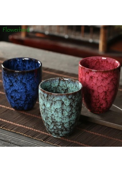 Mavi Japon Seramik Porselen Çay Bardağı Teaware Tek Büyük 250 ml Yerba Mate Çay Bardağı Kahve Fincanı Renkli Kung Fu Çay Bardağı Seti (Yurt Dışından)