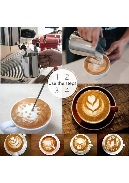 100 ml Paslanmaz Çelik Köpük Bardak Süt Sırlı Pot Espresso Barista Latte Cappuccino Krem Sırlı Pot Çiçek Çizim Iğnesi (Yurt Dışından)