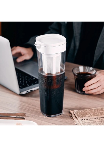 Buz Izgaralı Beyaz 1100ML Taşınabilir Yüksek Kapasiteli Buzlu Demleme Kahve Makinesi Kahve Tencereleri Soğuk Kahve Demlikleri Çaydanlıklar Çay Suyu El Kahve Su Isıtıcısı Için Filtre (Yurt Dışından) fırsatları