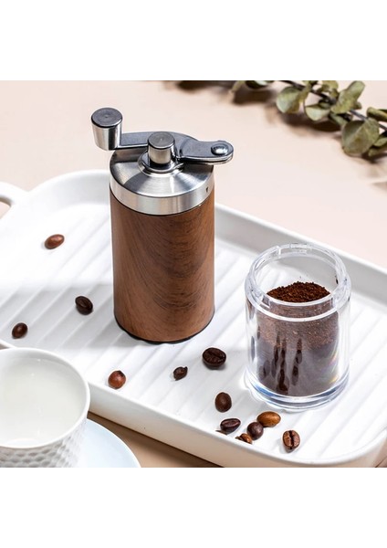 Gümüş Kısa Stil Kahve Çekirdeği Öğütücü Taşınabilir Ahşap Tahıl Paslanmaz Çelik Krank El El Kahve Değirmeni Mutfak Aracı Öğütücü (Yurt Dışından) indirimleri