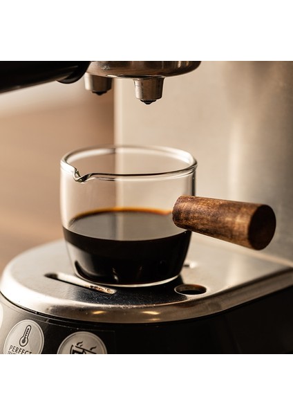 140ML 50/75/100/140ML Ahşap Saplı Cam Espresso Ölçüm Kabı Çift/tek Ağızlı Süt Sürahisi Kahve Malzemeleri Şeffaf Mutfak Ölçü Kupa (Yurt Dışından) fırsatları