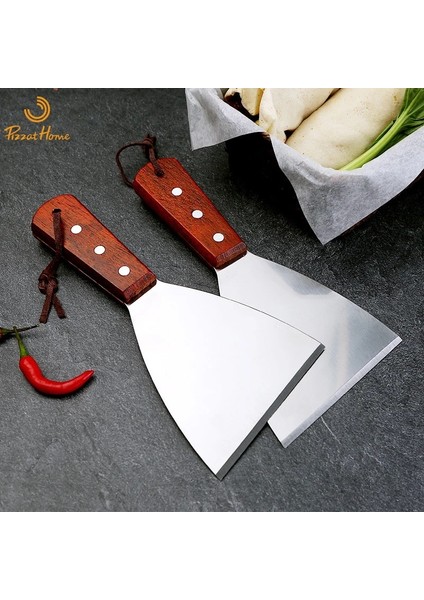 2 Adet Pizzathome Paslanmaz Çelik Gıda Spatula Izgara Gıda Kürek Ahşap Saplı Barbekü Aracı Sığır Biftek Turner Kare Üçgen Kürek Barbekü Için (Yurt Dışından) fiyatları