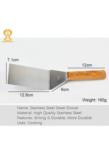 Kare 2 Adet Set Yüksek Kalite Paslanmaz Çelik Spatula Barbekü Izgara Biftek Kürek Ahşap Saplı Barbekü Aracı Sığır Biftek Turner Kare Sonu Yuvarlak Kürek (Yurt Dışından) fırsatları