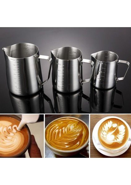 600 ml STYLE03 350/600/1000 ml Paslanmaz Çelik Dıy Kahve Takım Potu Süt Köpüğü Zanaat Sürahi Fincan Kahve Aşındırma Silindir Süt Köpüğü Fincan Cezve (Yurt Dışından)