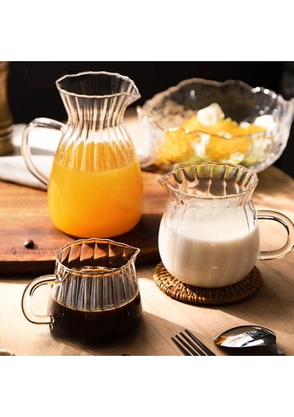 160 ml Kahve Süt Sürahisi Seti Iskandinav Şeffaf Glasswith Saplı Espresso Kahve Köpürtme Fincan Çay Sürahi Ayırıcı Cafe Drinkware Aracı (Yurt Dışından)