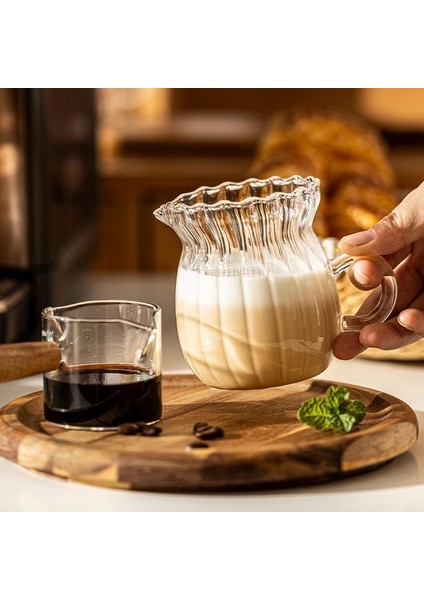 160 ml Kahve Süt Sürahisi Seti Iskandinav Şeffaf Glasswith Saplı Espresso Kahve Köpürtme Fincan Çay Sürahi Ayırıcı Cafe Drinkware Aracı (Yurt Dışından)