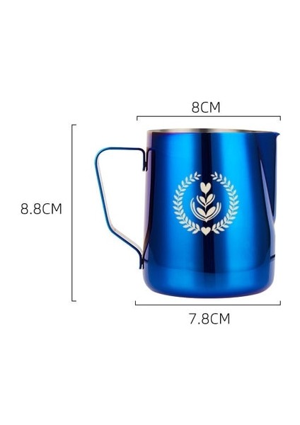 Mavi-Logolu 600ML 350ML/600ML Paslanmaz Çelik Espresso Çekme Çiçek Fincan Süt Köpüğü Pot Süt Köpüğü Bardak Ölçekli Kahve Buhar Potu Kahve Aletleri (Yurt Dışından)
