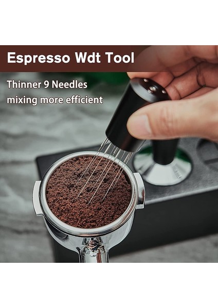Siyah 1 Adet Wdt Aracı Espresso Manyetik Kahve Karıştırıcı Espresso Dağıtım Aracı Standı ile (Yurt Dışından)