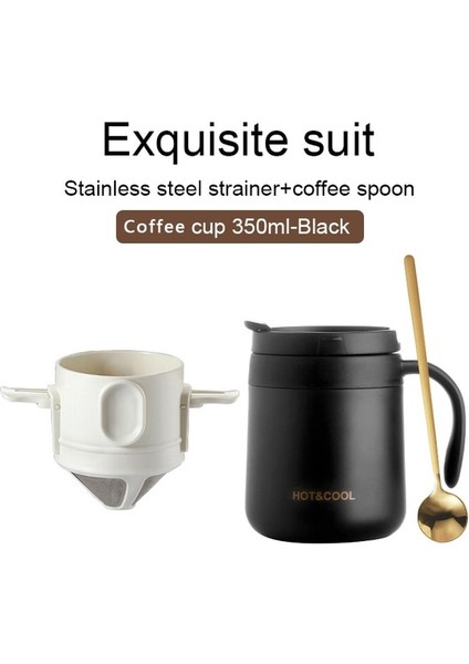 350 ml Siyah Fincan Seti Damla Kahve Filtresi Yeniden Kullanılabilir Taşınabilir Paslanmaz Çelik Koni Kağıtsız Kahve Damlatıcı Ev Seyahat Kamp Için Katlanabilir Tutucular (Yurt Dışından)