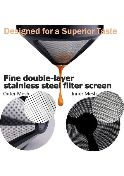 350 ml Siyah Fincan Seti Damla Kahve Filtresi Yeniden Kullanılabilir Taşınabilir Paslanmaz Çelik Koni Kağıtsız Kahve Damlatıcı Ev Seyahat Kamp Için Katlanabilir Tutucular (Yurt Dışından) indirimleri