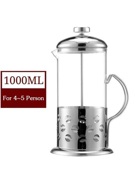 C 1000 ml 350/600/800/1000 ml Fransız Basın Kahve Çay Süt Makinesi Yüksek Sıcaklık Paslanmaz Çelik Filtre Dayanıklı Espresso Kahve Makinesi (Yurt Dışından)
