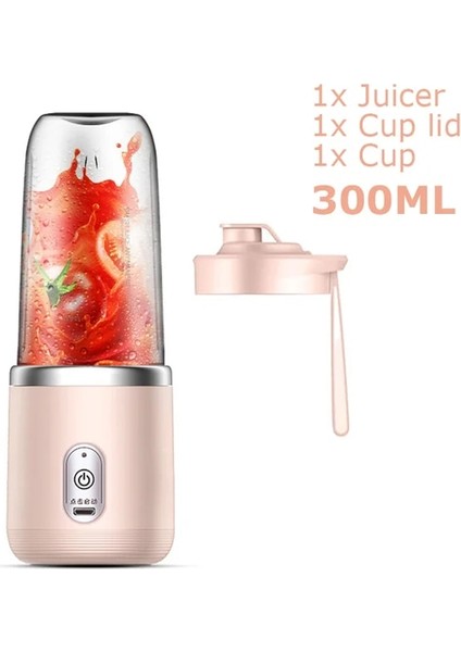 300ML-SET 2-Pembe Meyve Sıkacağı Bardak Seti Taşınabilir Elektrikli Meyve Suyu USB Mikser Makinesi Otomatik Smoothie Blender Limon Portakal Meyve Sıkacağı Kablosuz Blender (Yurt Dışından)